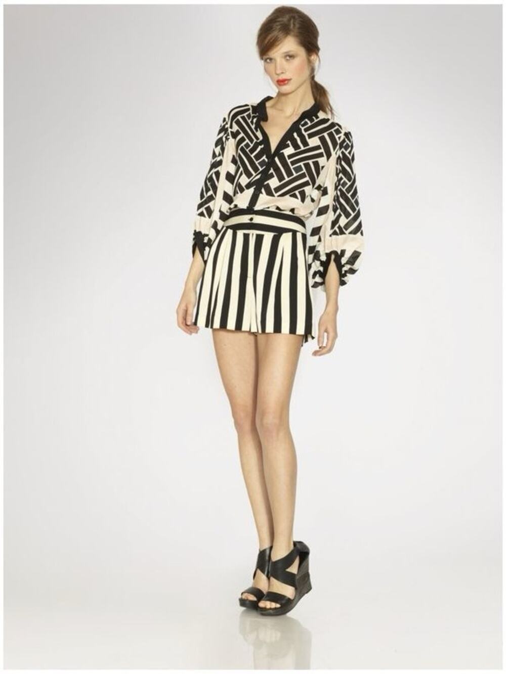 Diane von Furstenberg SYRAHNI Size 14 Silk Cotton Geometric Print Designer